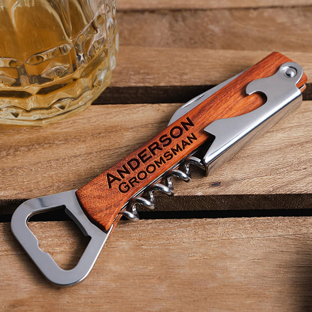Sacacorchos con mango de mader - Woodworking Logos reseña y precio