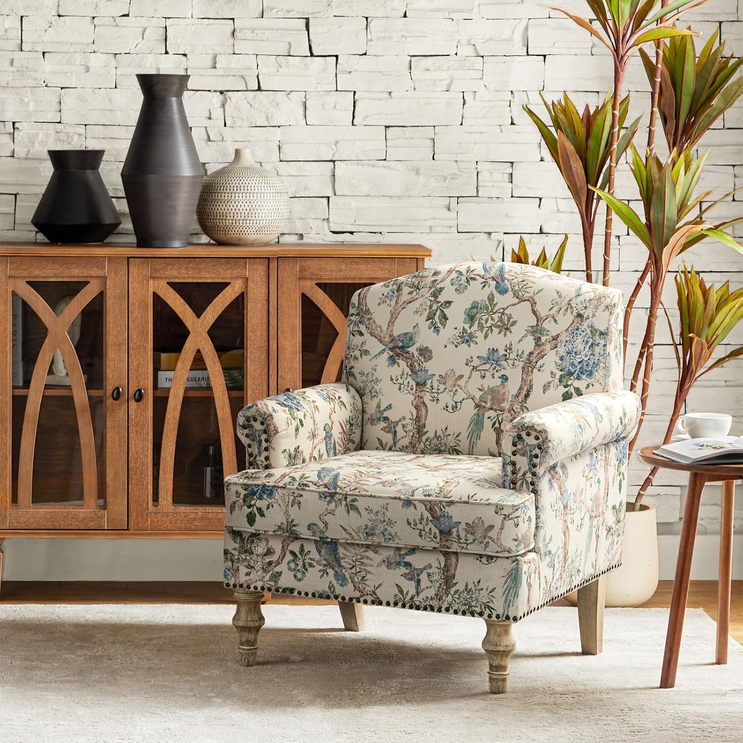 # Sillón Tapizado Floral con P - Woodworking Veneer reseña y precio