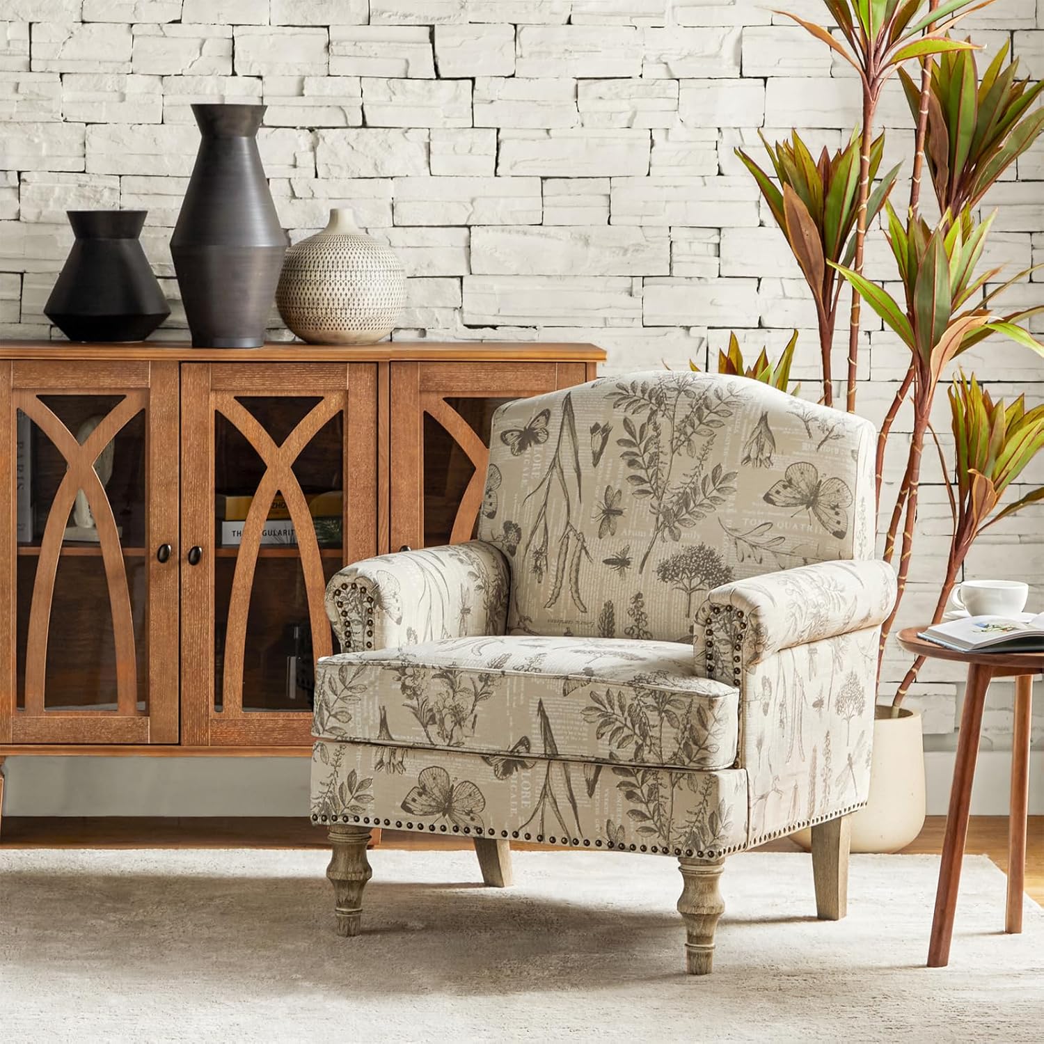 # Sillón Tapizado Floral con P - Woodworking Veneer reseña y precio